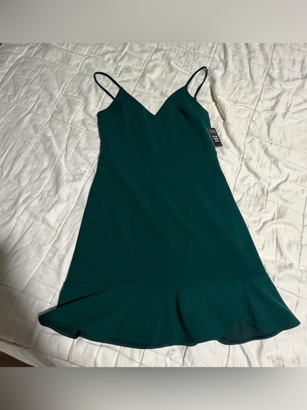Express Deep Green Spaghetti Strap Mini Dress
